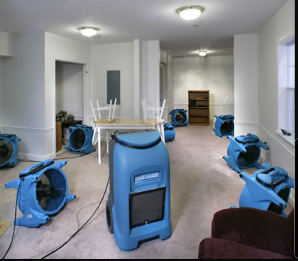 Air movers and dehumidifier setup for Water Extraction & Removal in Rexburg